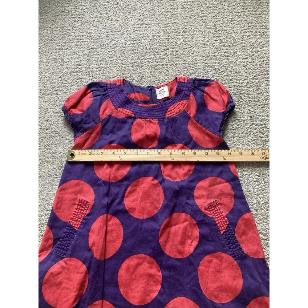 MINI BODEN Classic Big Polka Dot Shift Dress Smocked Style Collar Pockets 5-6 yr